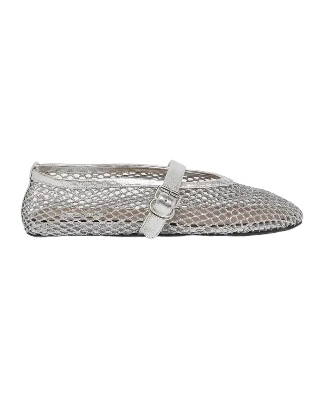 Metallic Net Mary Jane Ballerina Flats Metallic Net Mary Jane Ballerina Flats