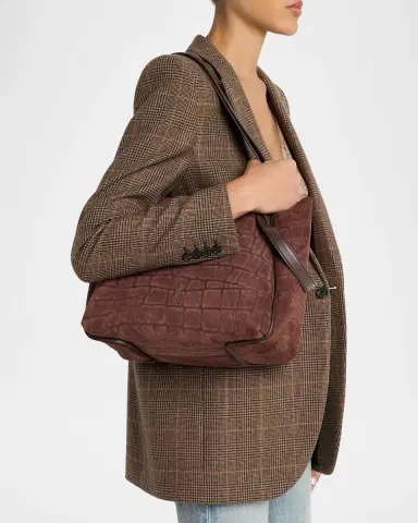 Christian Louboutin Bettina Small Croc-Embossed Suede Tote Bag | Thumbnail 2 Christian Louboutin Bettina Small Croc-Embossed Suede Tote Bag | Thumbnail 2