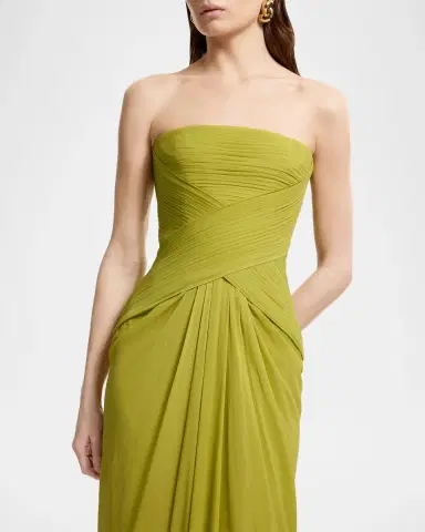 Elie Saab Strapless Crisscross Draped Silk Chiffon Gown With Neck Scarf | Thumbnail 5 Elie Saab Strapless Crisscross Draped Silk Chiffon Gown With Neck Scarf | Thumbnail 5
