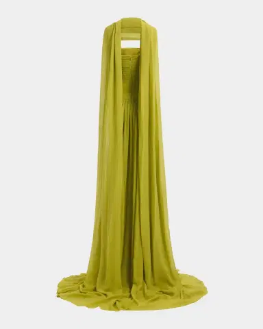 Elie Saab Strapless Crisscross Draped Silk Chiffon Gown With Neck Scarf | Thumbnail 6 Elie Saab Strapless Crisscross Draped Silk Chiffon Gown With Neck Scarf | Thumbnail 6