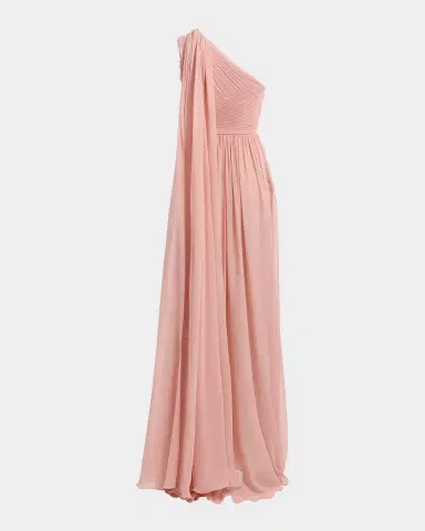 Elie Saab One-Shoulder Cape-Sleeve Chiffon Gown | Thumbnail 5 Elie Saab One-Shoulder Cape-Sleeve Chiffon Gown | Thumbnail 5