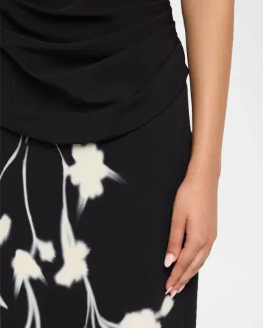 Lela Rose Floral Crepe Boat-Neck Draped Column Gown | Thumbnail 5 Lela Rose Floral Crepe Boat-Neck Draped Column Gown | Thumbnail 5
