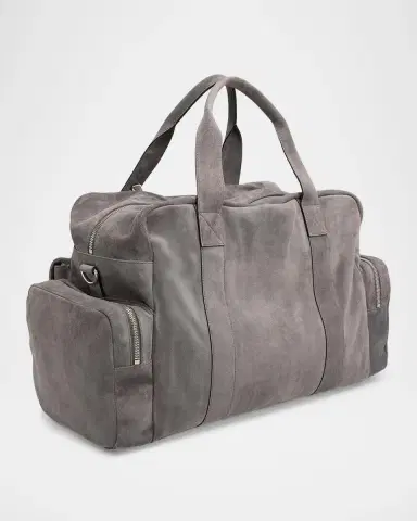 Brunello Cucinelli Men's Suede Oversized-Pocket Duffel Bag | Thumbnail 3 Brunello Cucinelli Men's Suede Oversized-Pocket Duffel Bag | Thumbnail 3