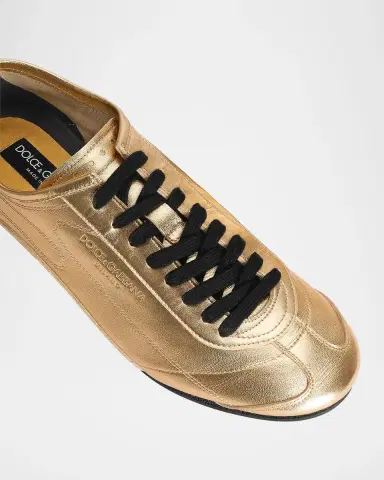 Dolce & Gabbana Men's Lipari Metallic Leather T-Toe Sneakers | Thumbnail 4 Dolce & Gabbana Men's Lipari Metallic Leather T-Toe Sneakers | Thumbnail 4