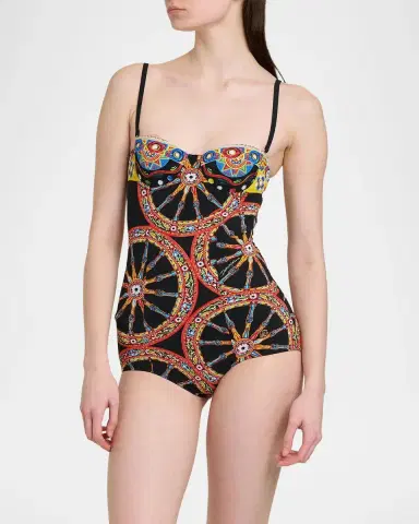 Dolce & Gabbana Majolica One-Piece Swimsuit | Thumbnail 4 Dolce & Gabbana Majolica One-Piece Swimsuit | Thumbnail 4