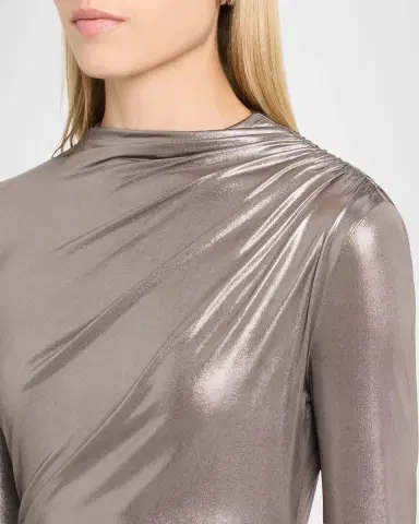 Lapointe Ruched Coated Jersey Long-Sleeve Maxi Dress | Thumbnail 5 Lapointe Ruched Coated Jersey Long-Sleeve Maxi Dress | Thumbnail 5