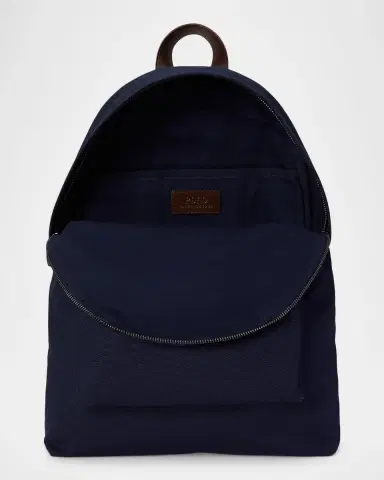 Polo Ralph Lauren Men's Canvas Leather-Trim Polo Bear Backpack | Thumbnail 4 Polo Ralph Lauren Men's Canvas Leather-Trim Polo Bear Backpack | Thumbnail 4