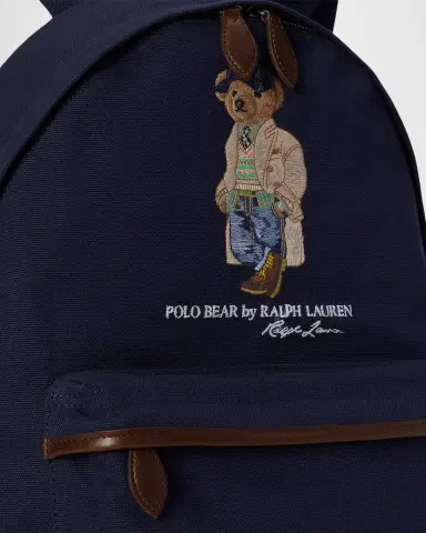 Polo Ralph Lauren Men's Canvas Leather-Trim Polo Bear Backpack | Thumbnail 5 Polo Ralph Lauren Men's Canvas Leather-Trim Polo Bear Backpack | Thumbnail 5