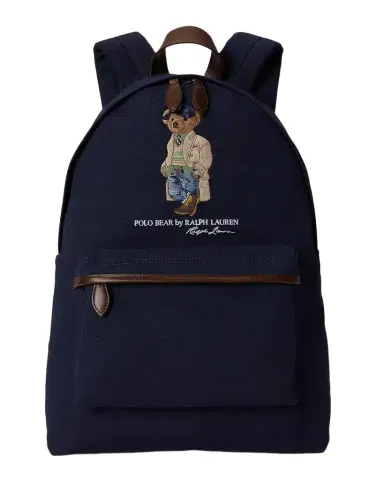 Polo Ralph Lauren Men's Canvas Leather-Trim Polo Bear Backpack | Thumbnail 1 Polo Ralph Lauren Men's Canvas Leather-Trim Polo Bear Backpack | Thumbnail 1