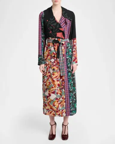 Dries Van Noten Rolano Patchwork Double-Breasted Trench Coat | Thumbnail 2 Dries Van Noten Rolano Patchwork Double-Breasted Trench Coat | Thumbnail 2