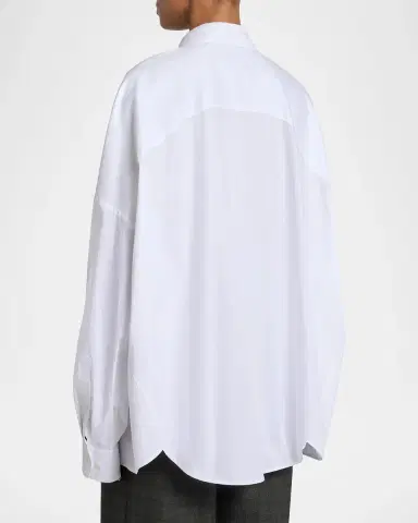 Dries Van Noten Embroidered Cotton Poplin Oversized Shirt | Thumbnail 3 Dries Van Noten Embroidered Cotton Poplin Oversized Shirt | Thumbnail 3