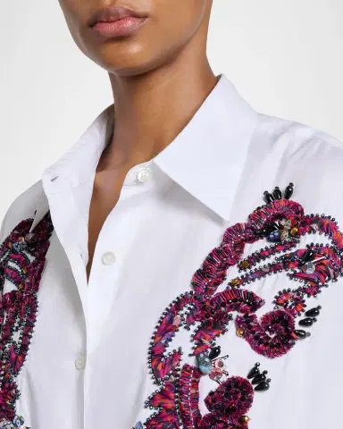 Dries Van Noten Embroidered Cotton Poplin Oversized Shirt | Thumbnail 5 Dries Van Noten Embroidered Cotton Poplin Oversized Shirt | Thumbnail 5