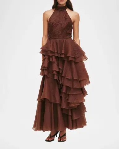 Aje Fayette Strapless Asymmetric Tiered-Ruffle Gown | Thumbnail 2 Aje Fayette Strapless Asymmetric Tiered-Ruffle Gown | Thumbnail 2