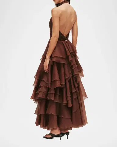 Aje Fayette Strapless Asymmetric Tiered-Ruffle Gown | Thumbnail 3 Aje Fayette Strapless Asymmetric Tiered-Ruffle Gown | Thumbnail 3