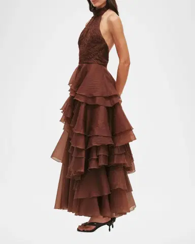 Aje Fayette Strapless Asymmetric Tiered-Ruffle Gown | Thumbnail 4 Aje Fayette Strapless Asymmetric Tiered-Ruffle Gown | Thumbnail 4