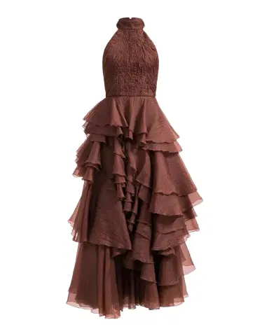 Aje Fayette Strapless Asymmetric Tiered-Ruffle Gown | Thumbnail 1 Aje Fayette Strapless Asymmetric Tiered-Ruffle Gown | Thumbnail 1