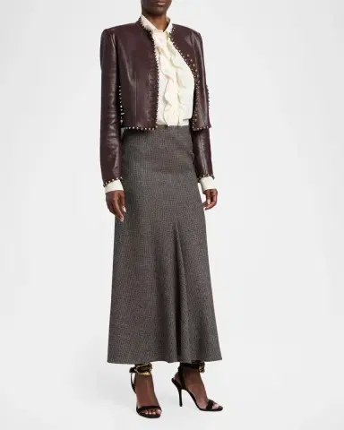 Etro Metallic Check Wool Trumpet Midi Skirt | Thumbnail 2 Etro Metallic Check Wool Trumpet Midi Skirt | Thumbnail 2