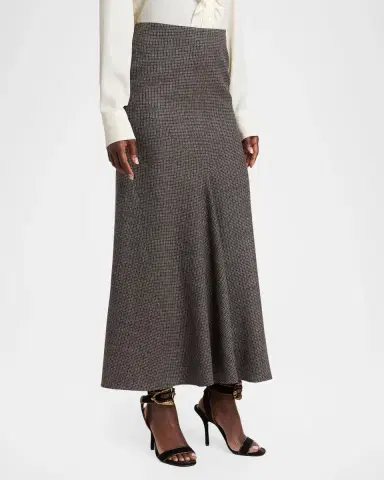 Etro Metallic Check Wool Trumpet Midi Skirt | Thumbnail 4 Etro Metallic Check Wool Trumpet Midi Skirt | Thumbnail 4
