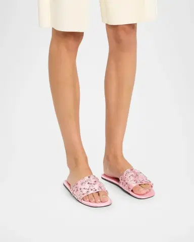 Miu Miu Embellished Satin Slide Sandals | Thumbnail 2 Miu Miu Embellished Satin Slide Sandals | Thumbnail 2