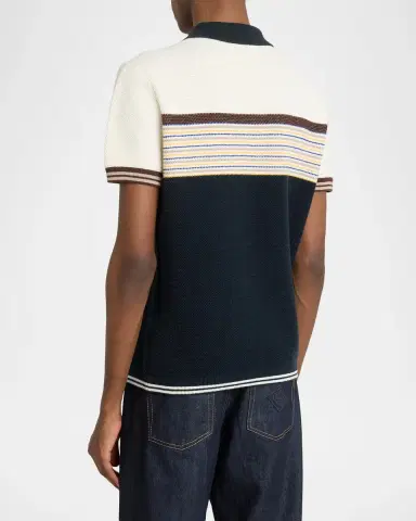 Casablanca Men's Cafe Stripe Knit Polo Shirt | Thumbnail 3 Casablanca Men's Cafe Stripe Knit Polo Shirt | Thumbnail 3