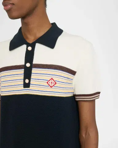 Casablanca Men's Cafe Stripe Knit Polo Shirt | Thumbnail 5 Casablanca Men's Cafe Stripe Knit Polo Shirt | Thumbnail 5