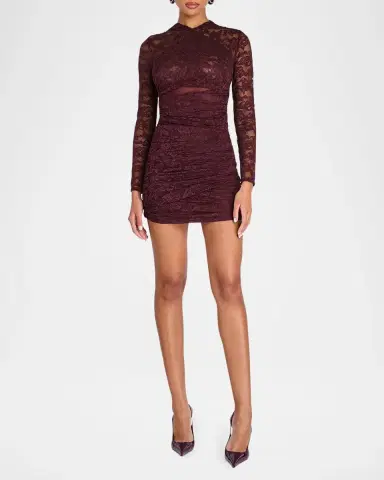 SEROYA Moxey Ruched Lace Mini Dress | Thumbnail 4 SEROYA Moxey Ruched Lace Mini Dress | Thumbnail 4