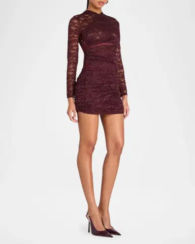SEROYA Moxey Ruched Lace Mini Dress | Thumbnail 6 SEROYA Moxey Ruched Lace Mini Dress | Thumbnail 6