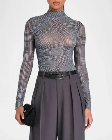 SEROYA Christina Plaid Mesh Top | Thumbnail 4 SEROYA Christina Plaid Mesh Top | Thumbnail 4