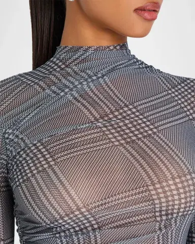 SEROYA Christina Plaid Mesh Top | Thumbnail 5 SEROYA Christina Plaid Mesh Top | Thumbnail 5