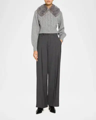 Toccin Rita Cable-Knit Cardigan with Removable Collar | Thumbnail 2 Toccin Rita Cable-Knit Cardigan with Removable Collar | Thumbnail 2