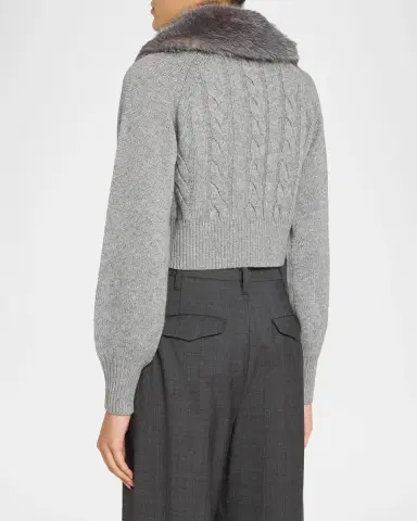 Toccin Rita Cable-Knit Cardigan with Removable Collar | Thumbnail 3 Toccin Rita Cable-Knit Cardigan with Removable Collar | Thumbnail 3