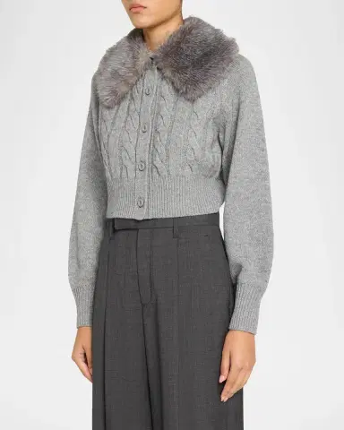 Toccin Rita Cable-Knit Cardigan with Removable Collar | Thumbnail 4 Toccin Rita Cable-Knit Cardigan with Removable Collar | Thumbnail 4