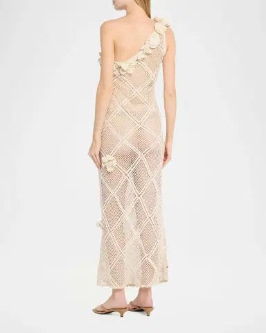 JW Anderson Floral Crochet One-Shoulder Net Knit Ankle Dress | Thumbnail 3 JW Anderson Floral Crochet One-Shoulder Net Knit Ankle Dress | Thumbnail 3