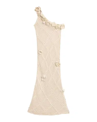 JW Anderson Floral Crochet One-Shoulder Net Knit Ankle Dress | Thumbnail 1 JW Anderson Floral Crochet One-Shoulder Net Knit Ankle Dress | Thumbnail 1