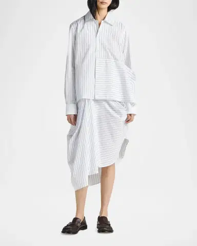 JW Anderson Striped Cotton Draped Shirt | Thumbnail 2 JW Anderson Striped Cotton Draped Shirt | Thumbnail 2