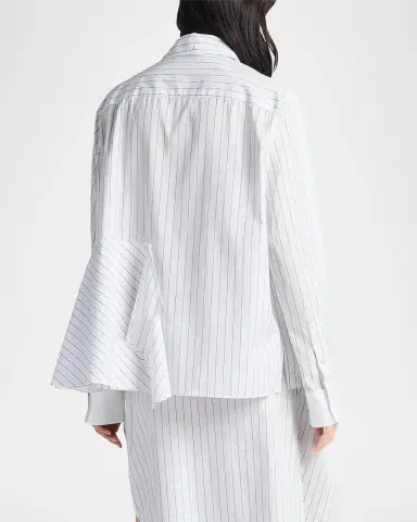 JW Anderson Striped Cotton Draped Shirt | Thumbnail 3 JW Anderson Striped Cotton Draped Shirt | Thumbnail 3