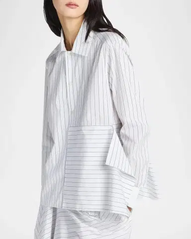JW Anderson Striped Cotton Draped Shirt | Thumbnail 4 JW Anderson Striped Cotton Draped Shirt | Thumbnail 4