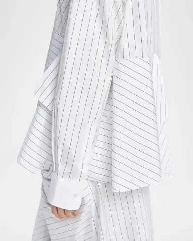 JW Anderson Striped Cotton Draped Shirt | Thumbnail 5 JW Anderson Striped Cotton Draped Shirt | Thumbnail 5