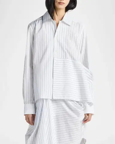 JW Anderson Striped Cotton Draped Shirt | Thumbnail 6 JW Anderson Striped Cotton Draped Shirt | Thumbnail 6