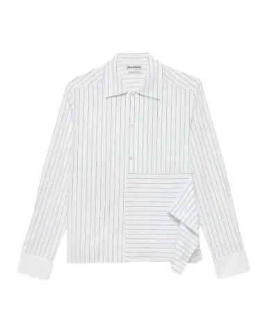 JW Anderson Striped Cotton Draped Shirt | Thumbnail 1 JW Anderson Striped Cotton Draped Shirt | Thumbnail 1