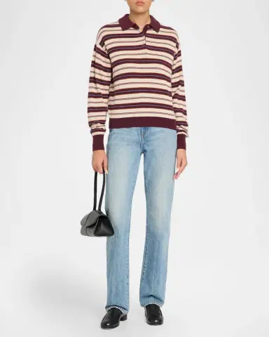 Guest In Residence Collegiate Striped Cashmere Polo Sweater | Thumbnail 2 Guest In Residence Collegiate Striped Cashmere Polo Sweater | Thumbnail 2