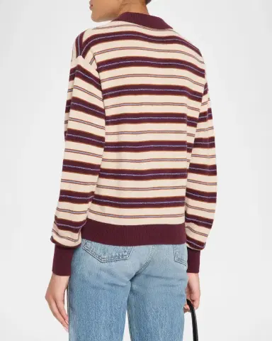 Guest In Residence Collegiate Striped Cashmere Polo Sweater | Thumbnail 3 Guest In Residence Collegiate Striped Cashmere Polo Sweater | Thumbnail 3