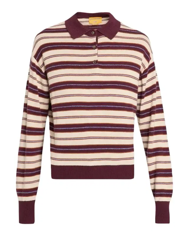 Collegiate Striped Cashmere Polo Sweater Collegiate Striped Cashmere Polo Sweater