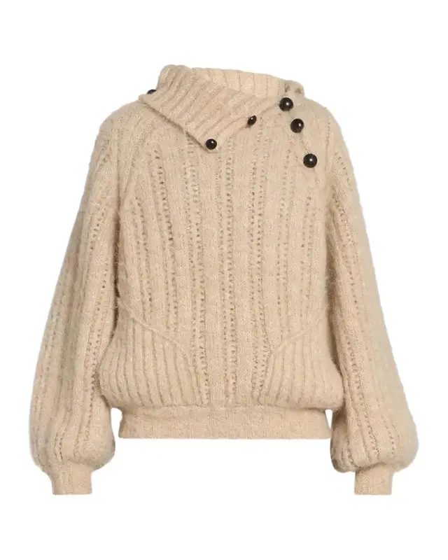 Lily Alapca-Mohair Rib Folded Turtleneck Sweater Lily Alapca-Mohair Rib Folded Turtleneck Sweater