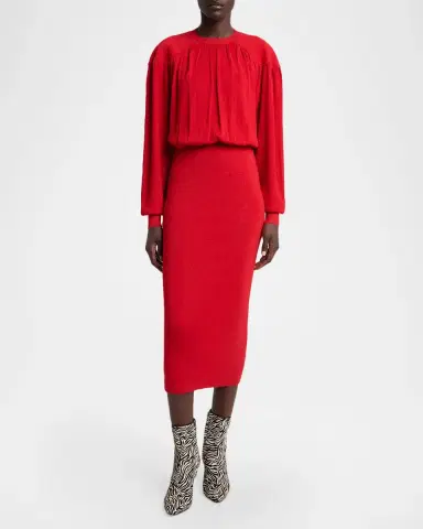 Isabel Marant Aliza Shimmering Knit Long-Sleeve Midi Dress | Thumbnail 2 Isabel Marant Aliza Shimmering Knit Long-Sleeve Midi Dress | Thumbnail 2