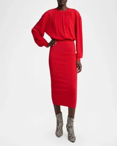 Isabel Marant Aliza Shimmering Knit Long-Sleeve Midi Dress | Thumbnail 4 Isabel Marant Aliza Shimmering Knit Long-Sleeve Midi Dress | Thumbnail 4