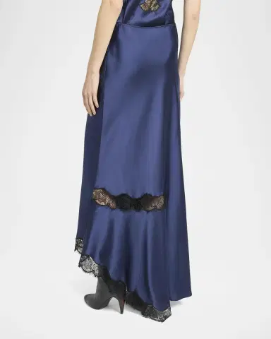 Isabel Marant Alexandra Lace-Trim Asymmetric Satin Midi Skirt | Thumbnail 3 Isabel Marant Alexandra Lace-Trim Asymmetric Satin Midi Skirt | Thumbnail 3