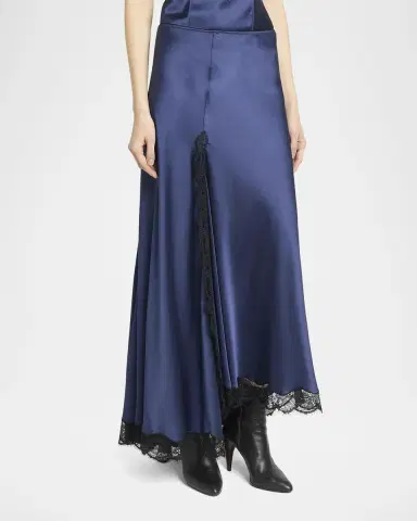 Isabel Marant Alexandra Lace-Trim Asymmetric Satin Midi Skirt | Thumbnail 4 Isabel Marant Alexandra Lace-Trim Asymmetric Satin Midi Skirt | Thumbnail 4