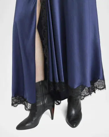 Isabel Marant Alexandra Lace-Trim Asymmetric Satin Midi Skirt | Thumbnail 5 Isabel Marant Alexandra Lace-Trim Asymmetric Satin Midi Skirt | Thumbnail 5