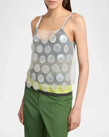 Marni Sleeveless Disc-Embellished Layered Top | Thumbnail 4 Marni Sleeveless Disc-Embellished Layered Top | Thumbnail 4